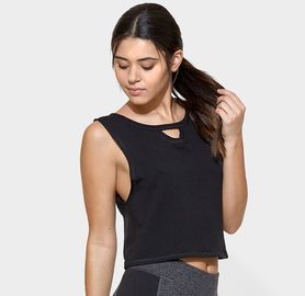 Womens sexy front cut out decorated crop tops gym women sexy